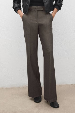 Pantalon droit avec ceinture - Marron
