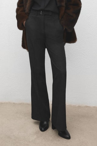Pantalon droit avec ceinture - Gris