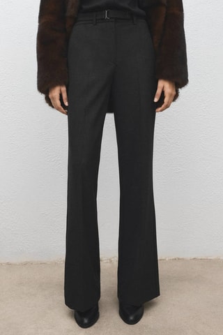 Pantalon droit avec ceinture - Gris