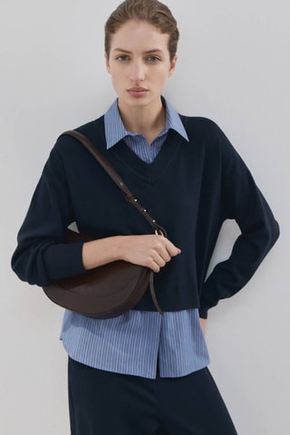 Pull-over chemise combiné - Bleu marine