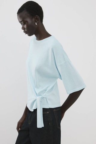 Pull-over maille à nœud - Ciel