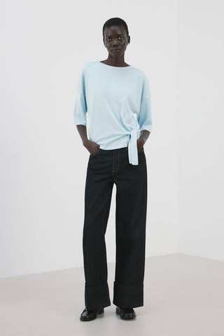 Pull-over maille à nœud - Ciel