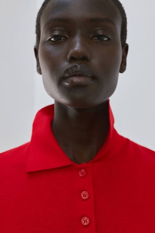 Pull-over col polo - Rouge