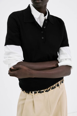 Pull-over col polo - Noir