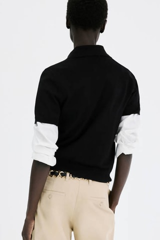 Pull-over col polo - Noir