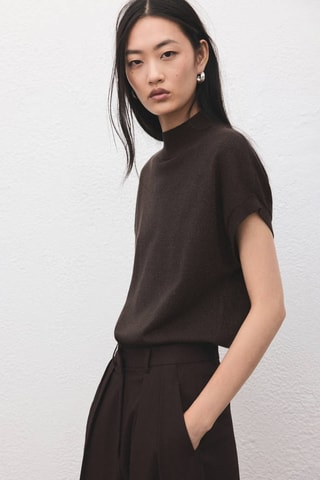 Pull-over Lurex manches courtes - Marron