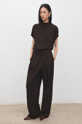 Pull-over Lurex manches courtes - Marron