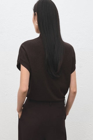 Pull-over Lurex manches courtes - Marron