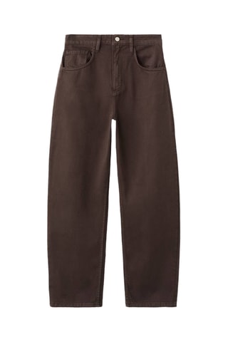 Jean barrel taille haute - Marron