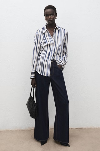 Chemise fluide imprimée - Bleu marine