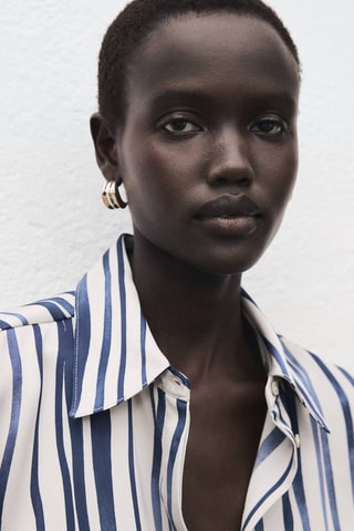 Chemise fluide imprimée - Bleu marine