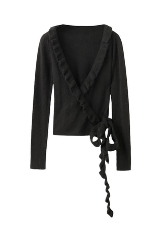 Cardigan maille volants - Anthracite