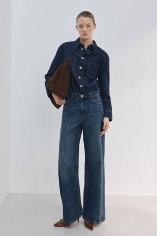 Combinaison denim boutons - Bleu marine