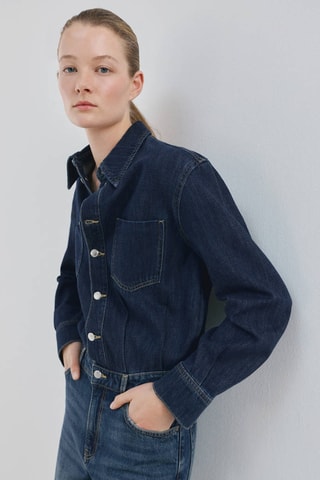 Combinaison denim boutons - Bleu marine