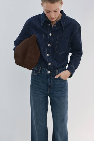 Combinaison denim boutons - Bleu marine