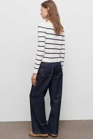 Pull-over maille fine col bateau - Écru