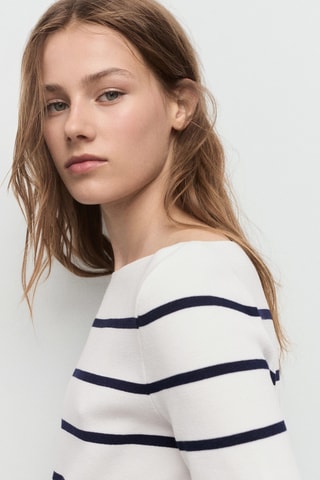 Pull-over maille fine col bateau - Écru