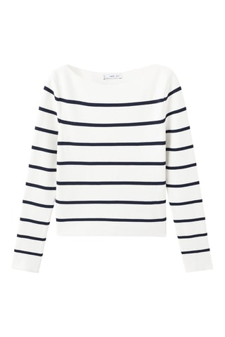 Pull-over maille fine col bateau - Écru
