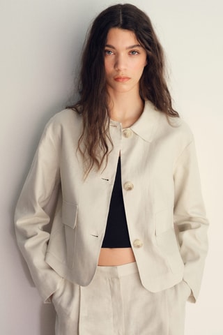 Veste en lin poches - Écru