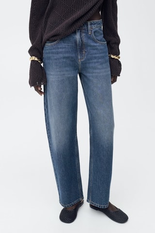 Jean balloon taille haute - Bleu marine