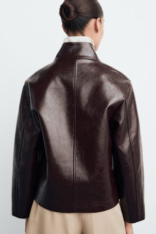 Veste texturée col montant - Marron