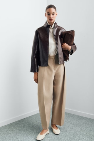Veste texturée col montant - Marron