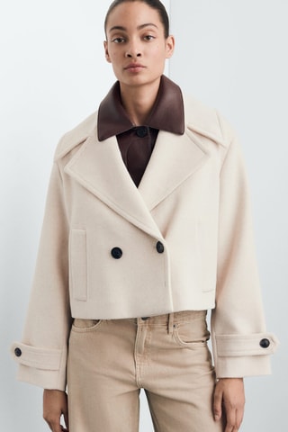 Veste laine mélangée revers maxi - Gris clair