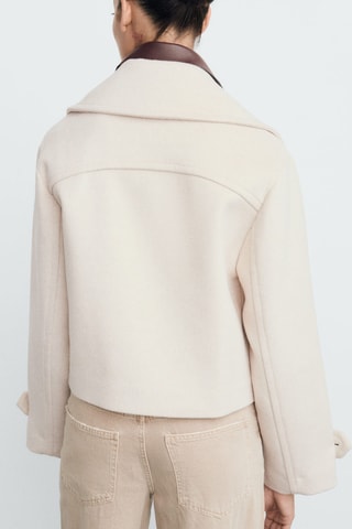 Veste laine mélangée revers maxi - Gris clair