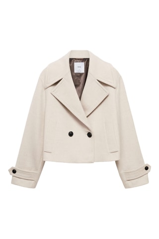 Veste laine mélangée revers maxi - Gris clair