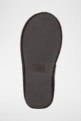 Sabot en fourrure avec détails de couture - Marron
