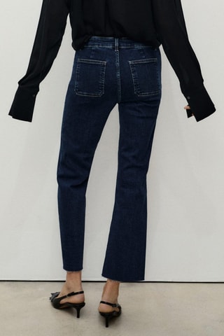Jeans flare crop bolsillos - Azul marino