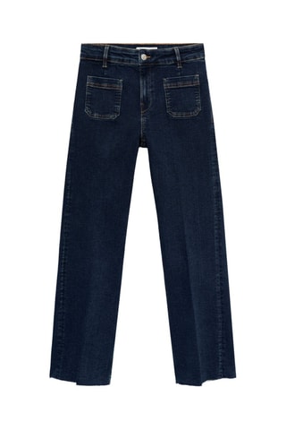 Jeans flare crop bolsillos - Azul marino