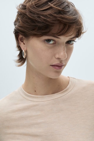 T-shirt ajusté manches longues - Beige