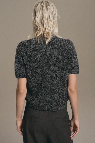 Pull chiné à col montant - Noir