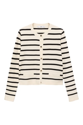 Cardigan maille rayures - Noir