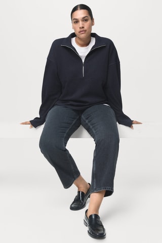 Sweat-shirt col montant zippé - Bleu marine