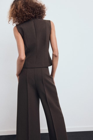 Blouse col en V nœuds - Marron