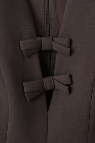 Blouse col en V nœuds - Marron