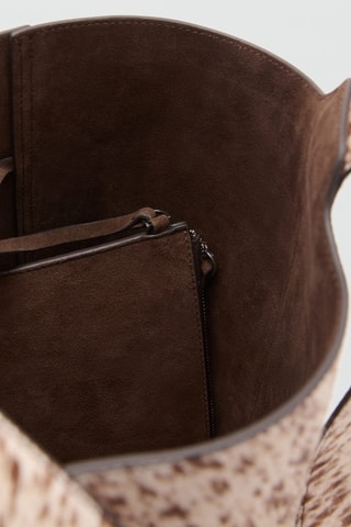 Sac seau cuir et fausse fourrure - Marron