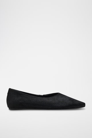 Chaussures cuir et fausse fourrure - Noir