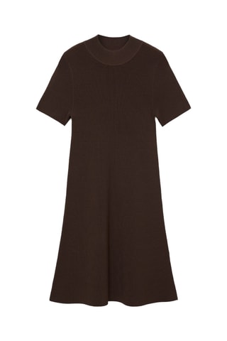 Robe maille col montant - Marron