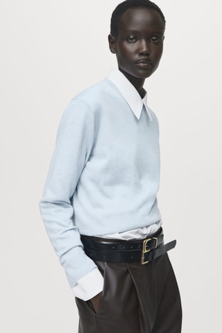 Pull-over maille fine col rond - Ciel