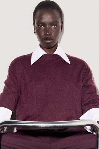 Pull-over maille fine col rond - Bordeaux