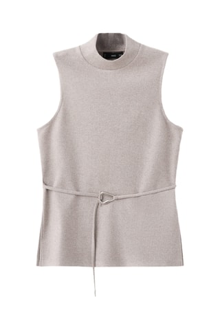 Top col montant et ceinture - Marron