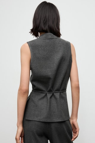 Top col montant et ceinture - Gris chiné