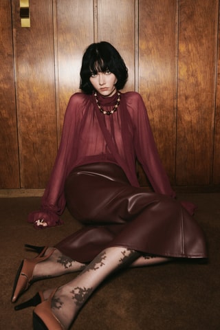 Blouse semi-transparente foulard - Bordeaux