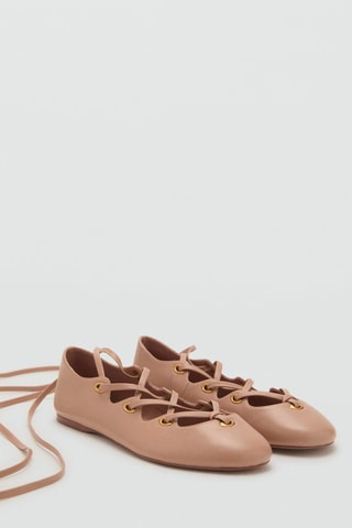 Ballerines cuir lanières croisées - Nude