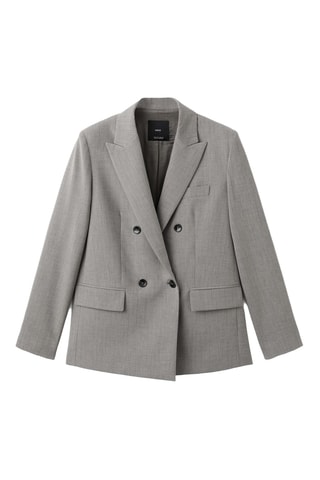 Blazer de costume en laine mélangée double boutonnage - Gris