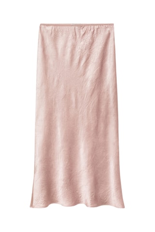 Jupe satinée effet froissé - Rose clair