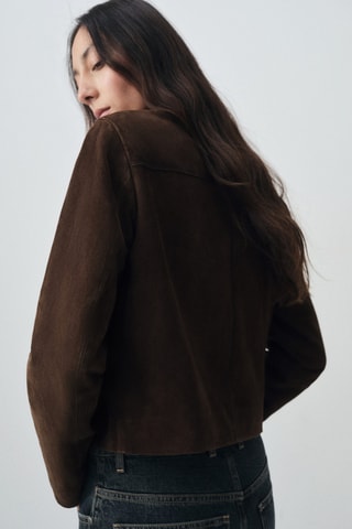 Veste courte 100 % daim - Marron